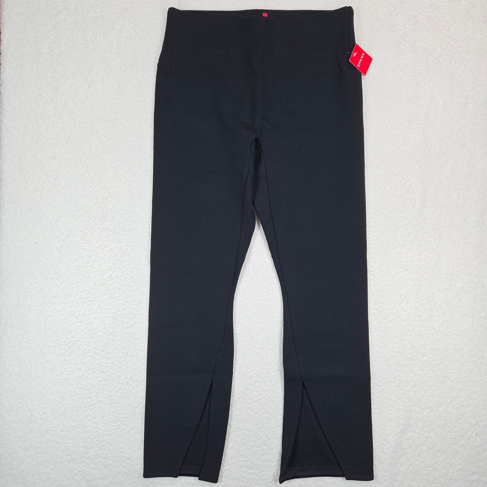 Spanx Perfect Front Slit Leggings 1X Black High Waist Minimalist Pants Chic NWT